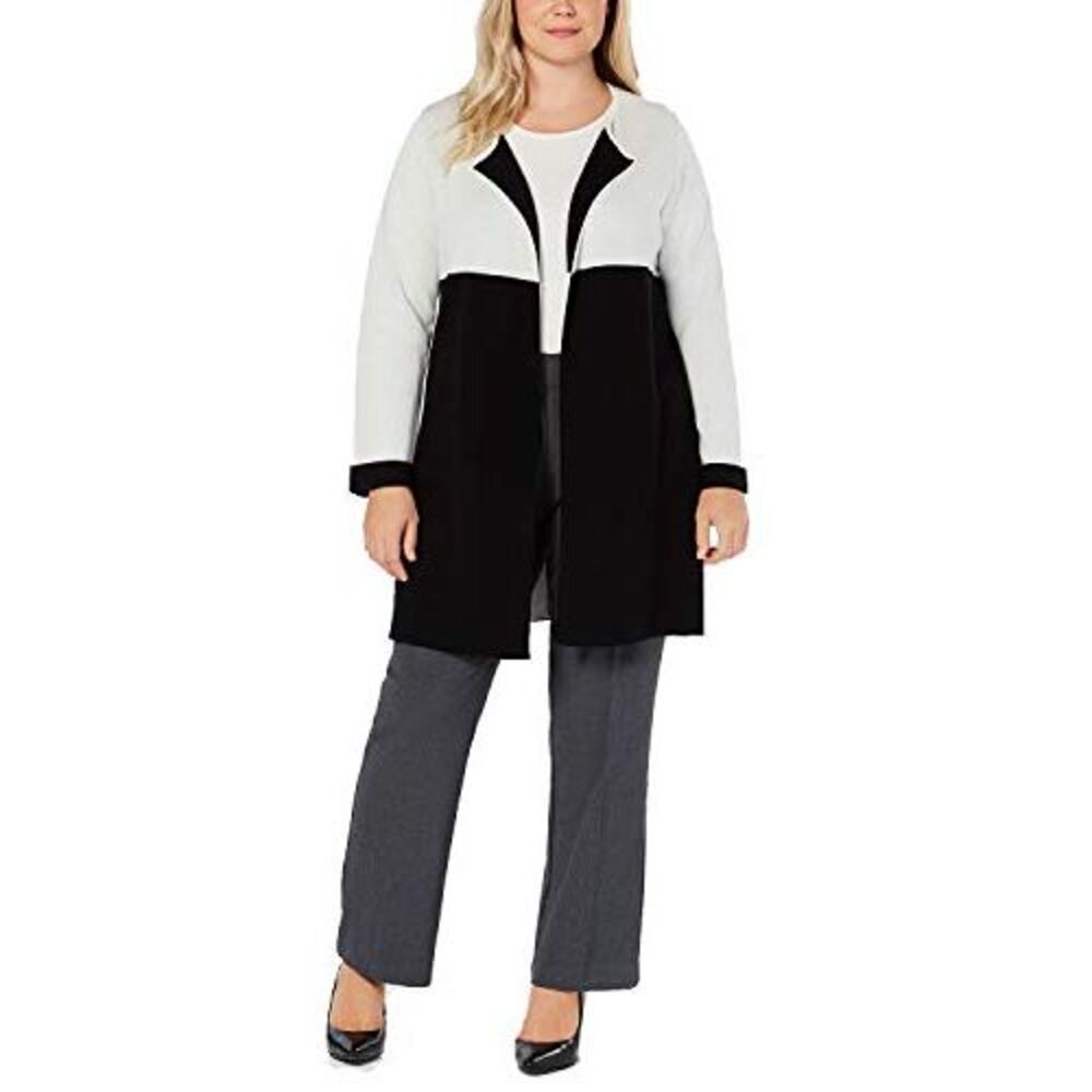 Alfani Plus Size Colorblocked Open-Front Cardigan